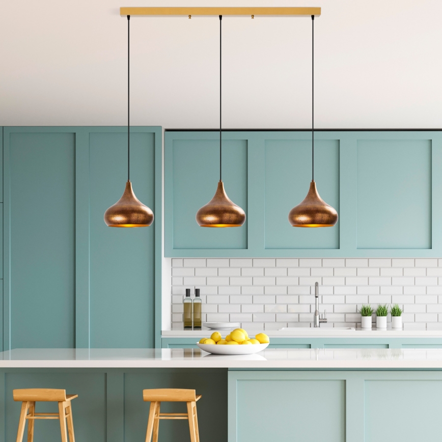 Lampa hängande MUBA 3xE27/40W/230V koppar