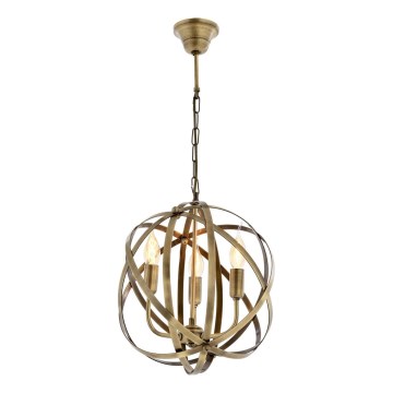 Lampa i kedja IRONBALL 3xE27/40W/230V guld