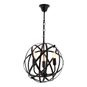 Lampa i kedja IRONBALL 3xE27/40W/230V svart