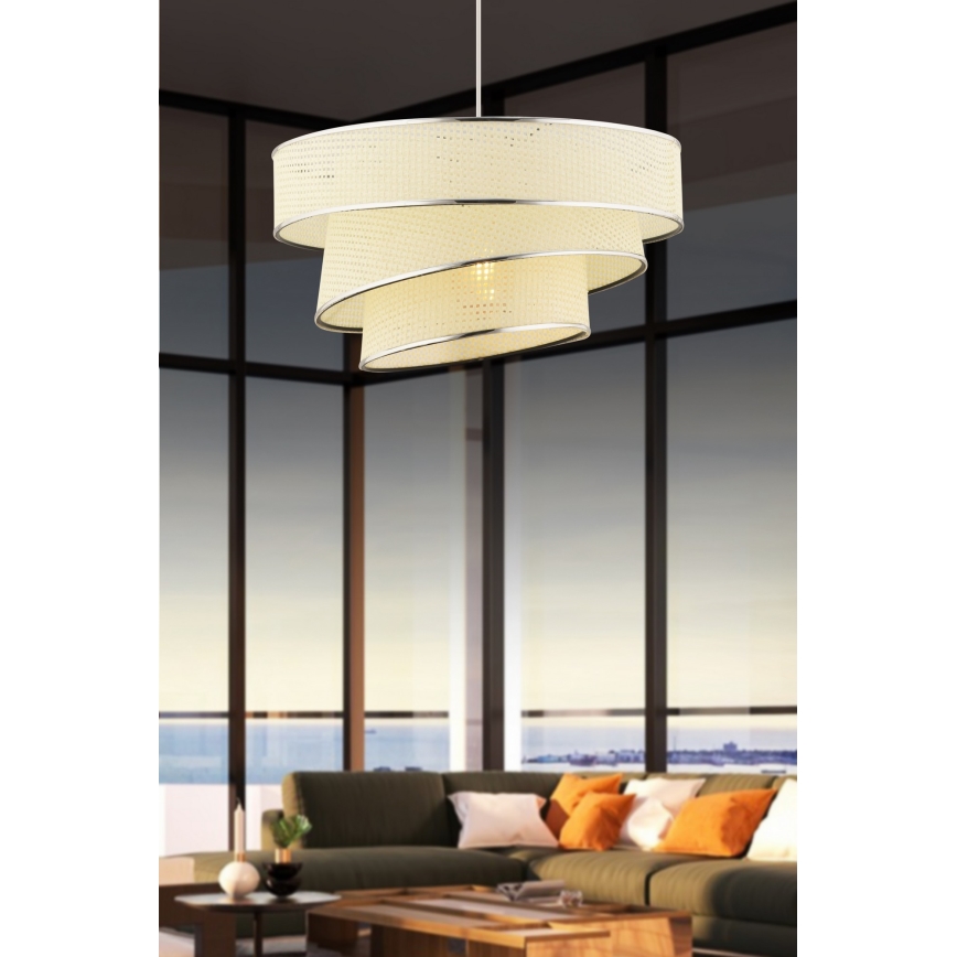 Lampa i snöre COUPER 1xE27/60W/230V vit/blank krom