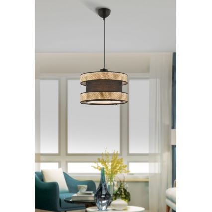 Lampa i snöre HALO 1xE27/60W/230V brun/beige