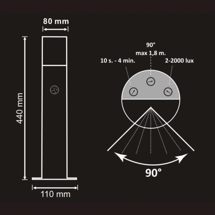 Lampa med sensor för utomhusbruk DALLAS 1xE27/12W/230V IP44 antracit