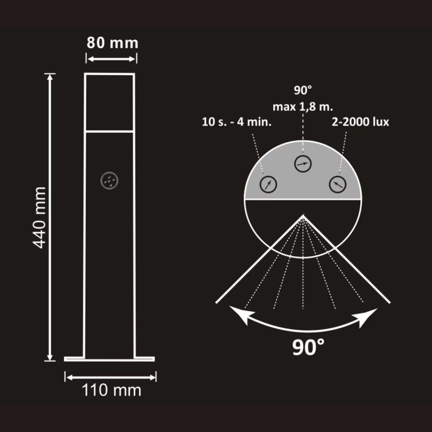 Lampa med sensor för utomhusbruk DALLAS 1xE27/12W/230V IP44 antracit