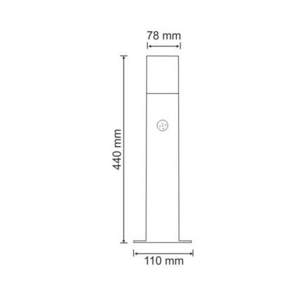 Lampa med sensor för utomhusbruk NEW YORK 1xE27/12W/230V IP44 44 cm antracit