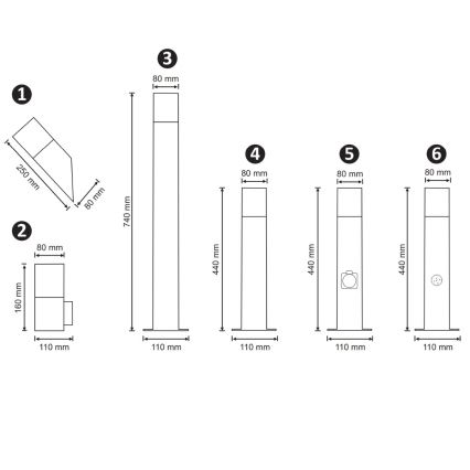 Lampa med sensor för utomhusbruk NEW YORK 1xE27/12W/230V IP44 44 cm antracit