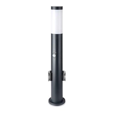 Lampa med sensor för utomhusbruk och 2 uttag SCHUKO 1xE27/60W/230V IP44 60cm antracit