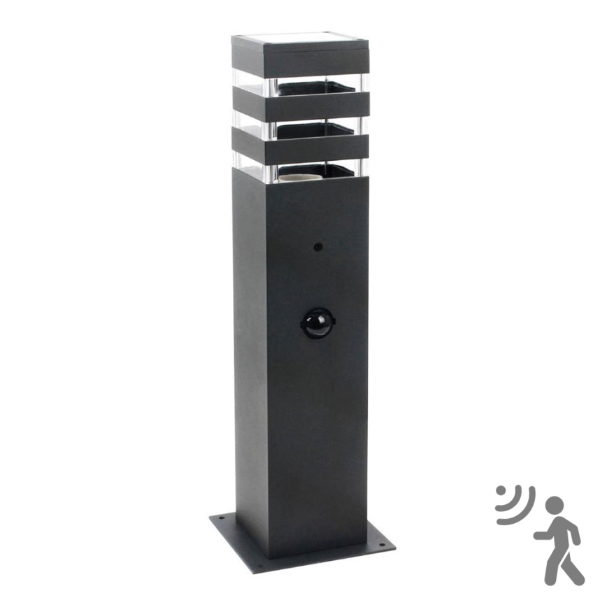 Lampa med sensor för utomhusbruk TEKSAS 1xE27/12W/230V IP44 44 cm antracit