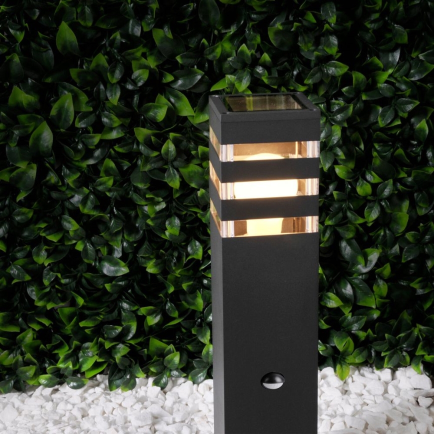 Lampa med sensor för utomhusbruk TEKSAS 1xE27/12W/230V IP44 44 cm antracit