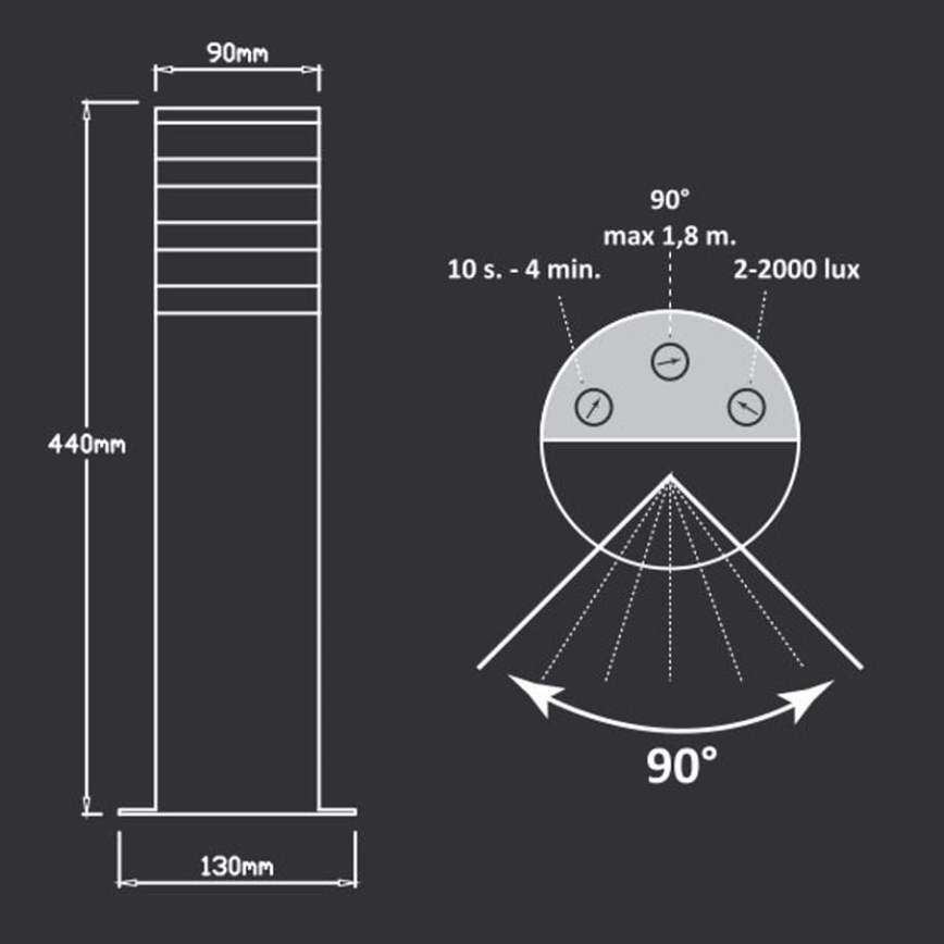 Lampa med sensor för utomhusbruk TEKSAS 1xE27/12W/230V IP44 44 cm antracit
