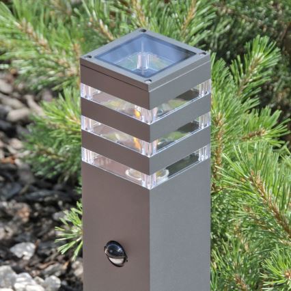 Lampa med sensor för utomhusbruk TEKSAS 1xE27/12W/230V IP44 74 cm antracit