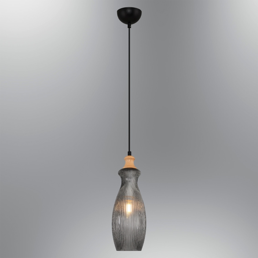 Lampa med snöre BOTTLE 1xE14/4W/230V rökfärgad