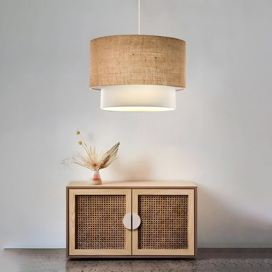 Lampadario a sospensione AYD 1xE27/15W/230V beige/bianco