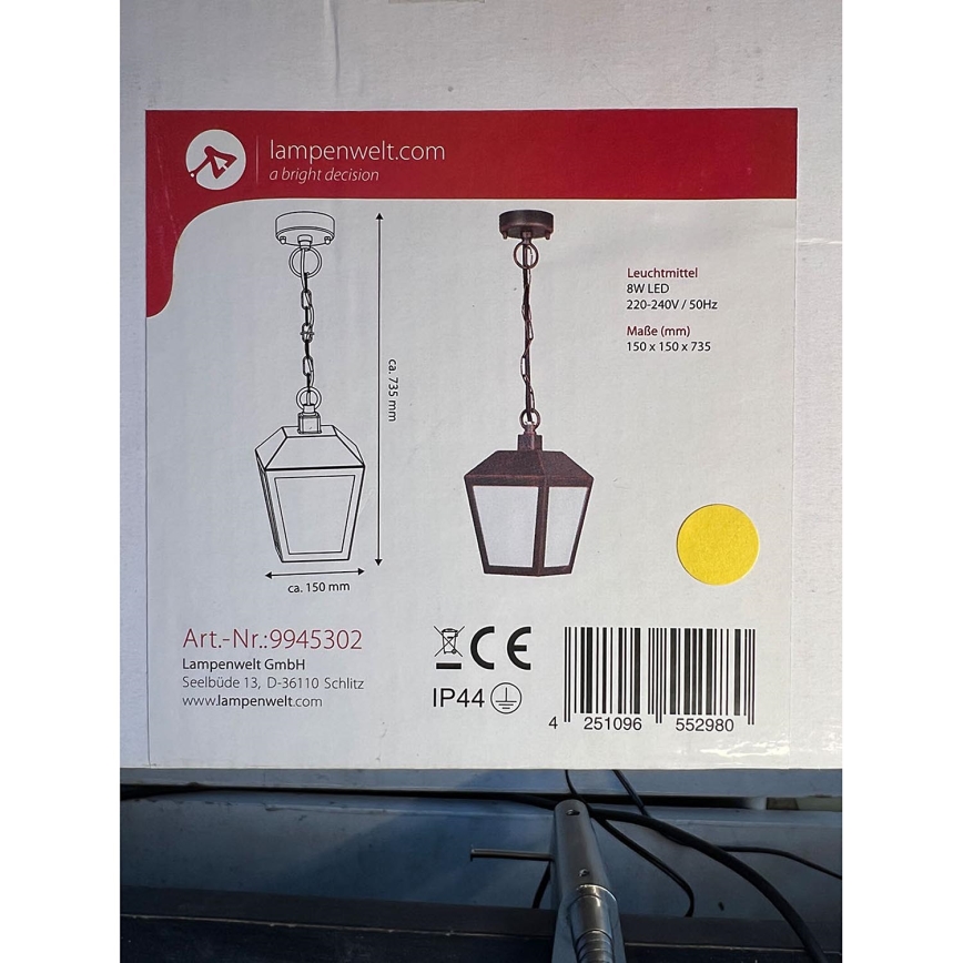 Lampenwelt - LED utomhus ljuskrona på kedja BENDIX LED/8W/230V IP44