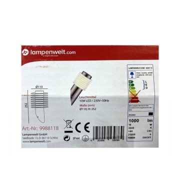Lampenwelt - LED utomhus vägglampa LED/10W/230V IP44