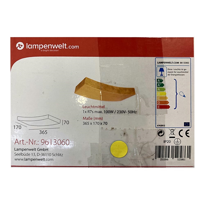 Lampenwelt - Vägglampa BERRA 1xR7s/100W/230V