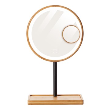 Lanaform - Dimbar sminkspegel med LED-belysning, 5V USB, bambu