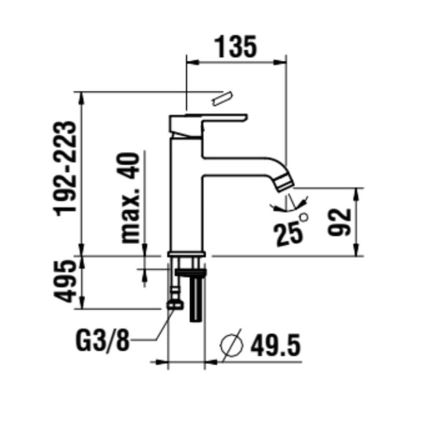 LAUFEN H3110810811201 - Kran till handfat LUA 19,2 cm titan matt svart