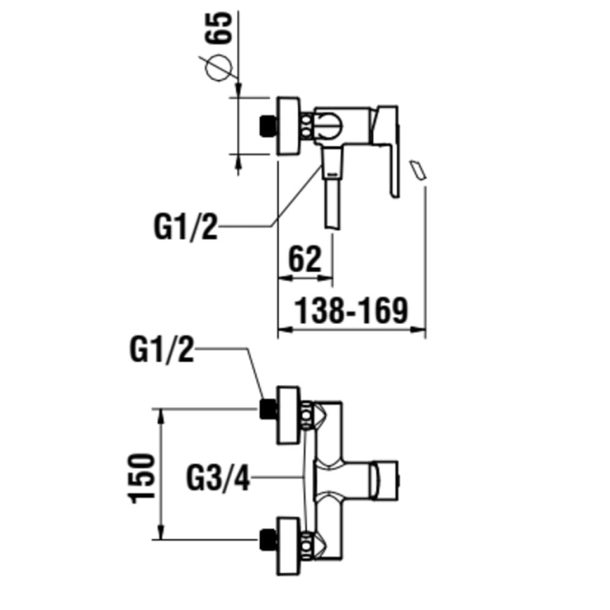 LAUFEN H3310810041311 - Dusch med kran LUA skinande krom