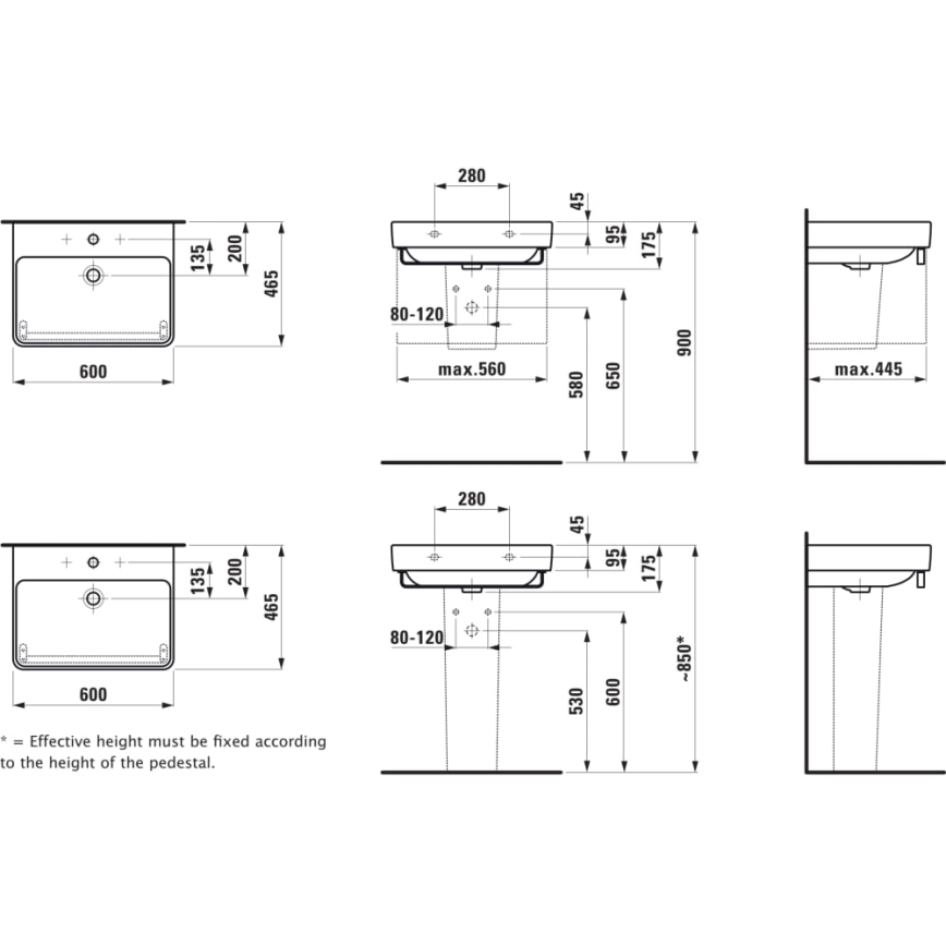 LAUFEN H8109630001091 - Bänkvask/Vägghängd PRO 60x46,5 cm keramik/vit