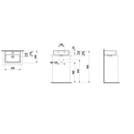 LAUFEN H8119520001041 - Bänkvask PRO 45x34 cm keramik/vit