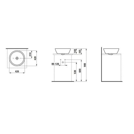 LAUFEN H8129620001091 - Bänkvask PRO diameter 42 cm keramik/vit