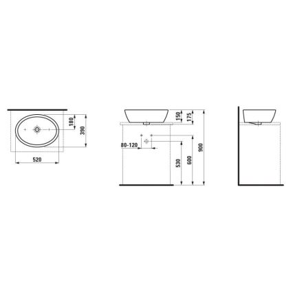 LAUFEN H8129640001121 - Bänkvask PRO 52x39 cm keramik/vit