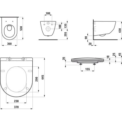 LAUFEN H8669530000001 - Vägghängd WC PRO keramik/vit + toalettsits SoftClose PRO duroplast/vit