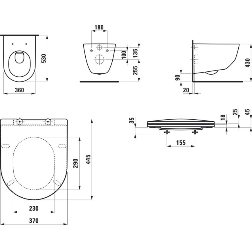 LAUFEN H8669530000001 - Vägghängd WC PRO keramik/vit + toalettsits SoftClose PRO duroplast/vit