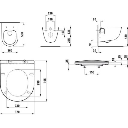 LAUFEN H8669540000001 - Vägghängd WC PRO keramik/vit + toalettsits SoftClose PRO duroplast/vit
