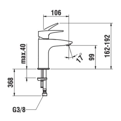 LAUFEN HF500702428000 - Kran till handfat LAURIN 16,2 cm titan matt svart