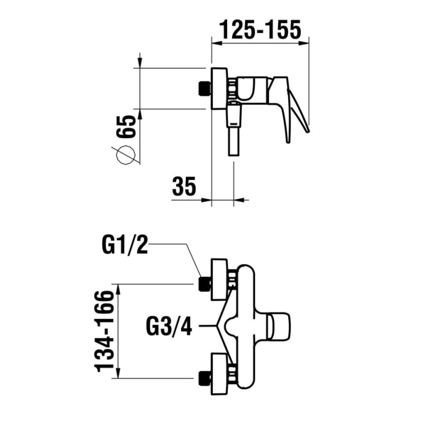 LAUFEN HF500750100600 - Dusch med kran LAURIN skinande krom