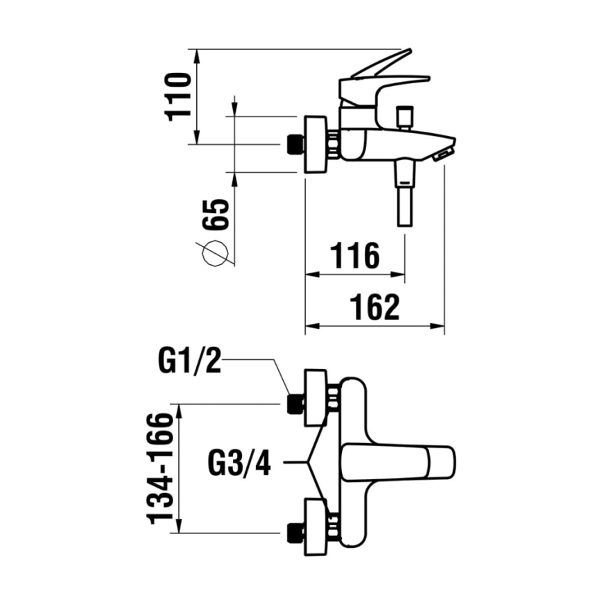 LAUFEN HF500760100600 - Badkarsset med kran LAURIN skinande krom