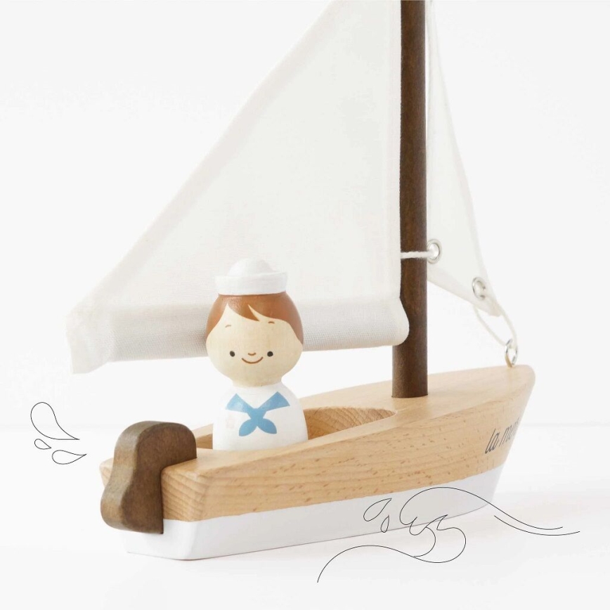 Le Toy Van - Segelbåt i trä med kapten bok