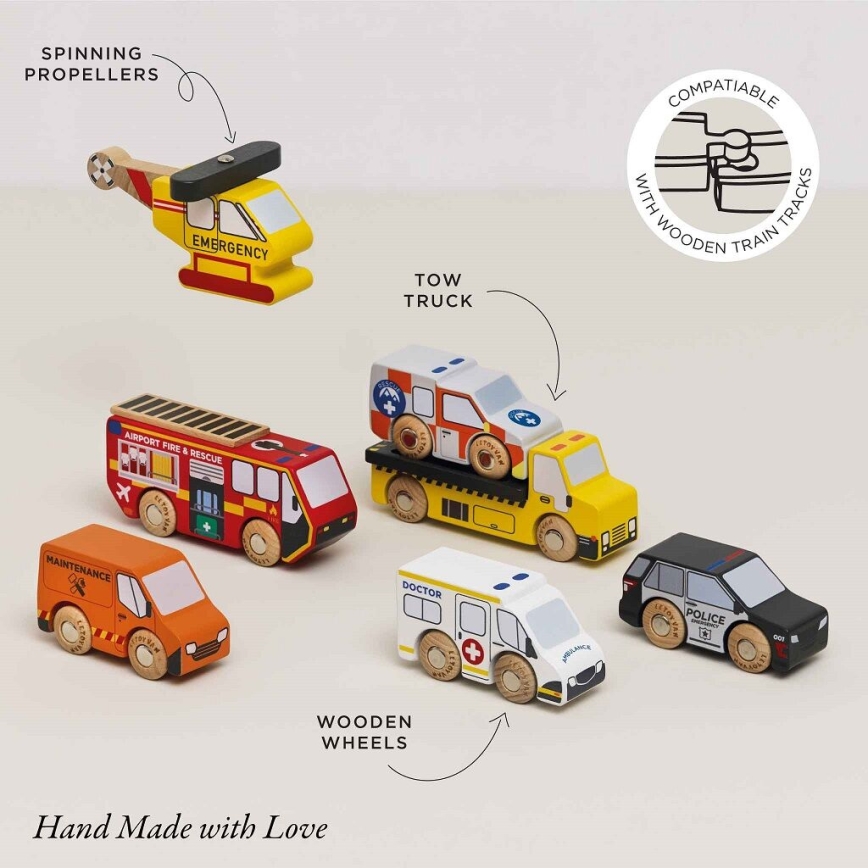 Le Toy Van - Set med räddningsbilar och helikopter