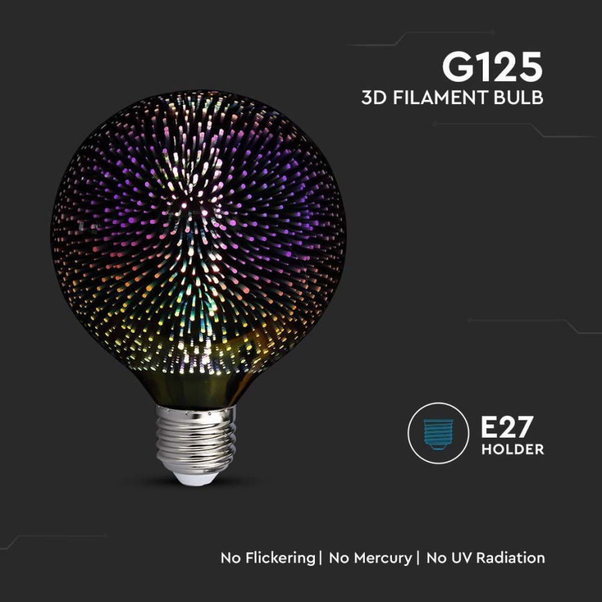 LED 3D glödlampa FILAMENT G125 E27/4W/230V 3000K