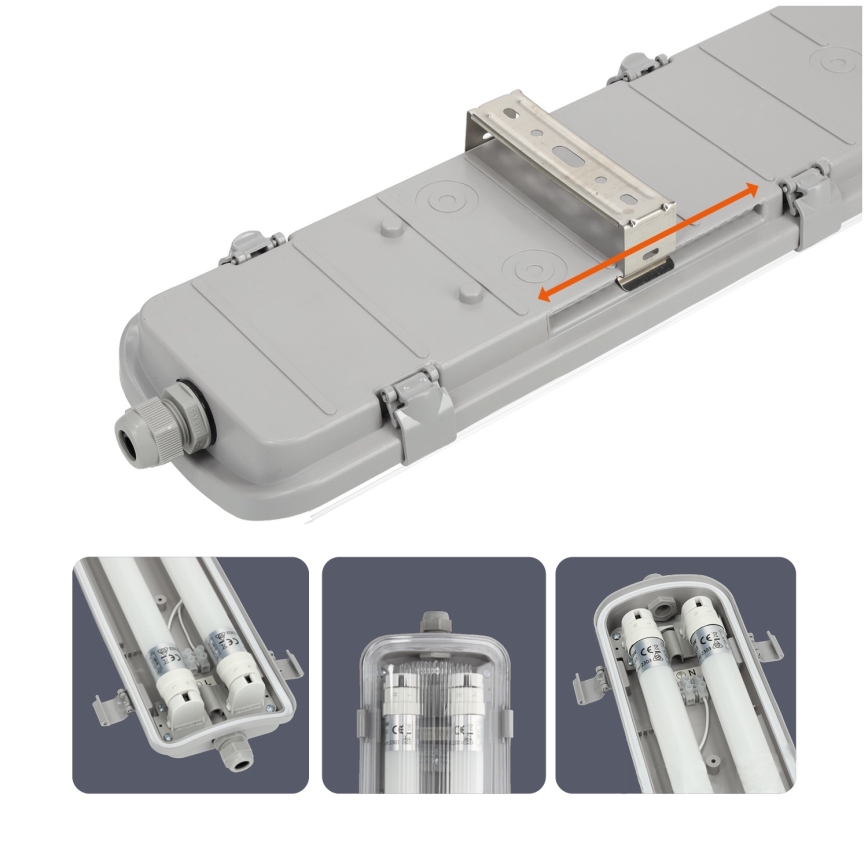 LED arbetsrörsljus  T8 2xG13/18W/230V 4000K IP65