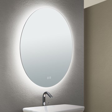 LED Badrum uppvärmd vägg spegel med en bakgrundsbelyst FOCUS LED/25W/230V 3000/4200/6000K diameter 60 cm IP44