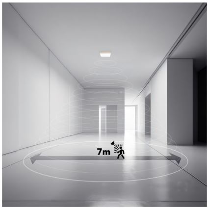 LED Badrumsljus med rörelsessensor och skymningssensor NIVERA LED/12W/230V IP54 3000/4000/6000K 22,5x22,5 cm vit + fjärrkontroll