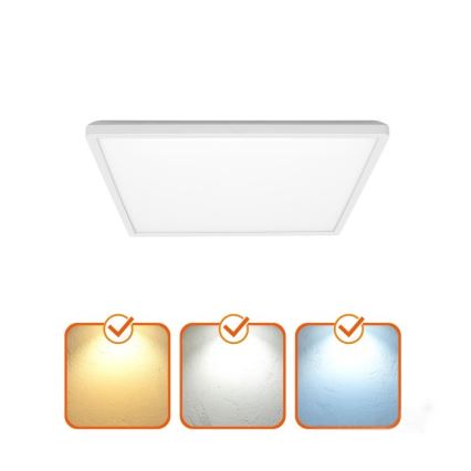 LED Badrumsljus med rörelsessensor och skymningssensor NIVERA LED/12W/230V IP54 3000/4000/6000K 22,5x22,5 cm vit + fjärrkontroll