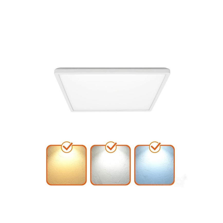 LED Badrumsljus med rörelsessensor och skymningssensor NIVERA LED/12W/230V IP54 3000/4000/6000K 22,5x22,5 cm vit + fjärrkontroll