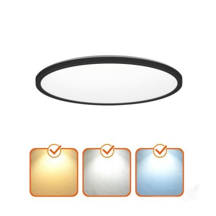 LED Badrumsljus med rörelsessensor och skymningssensor NIVERA LED/12W/230V IP54 3000/4000/6000K diameter 22,5 cm svart + fjärrkontroll