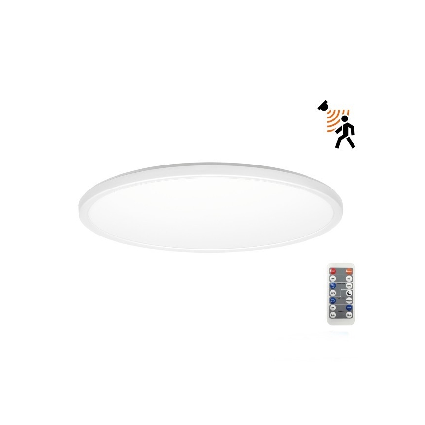 LED Badrumsljus med rörelsessensor och skymningssensor NIVERA LED/18W/230V IP54 3000/4000/6000K diameter 30 cm vit + fjärrkontroll