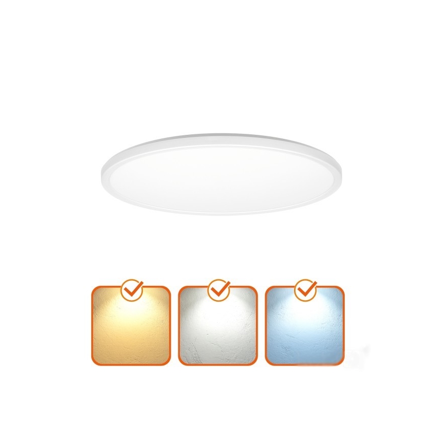 LED Badrumsljus med rörelsessensor och skymningssensor NIVERA LED/18W/230V IP54 3000/4000/6000K diameter 30 cm vit + fjärrkontroll