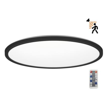 LED Badrumsljus med rörelsessensor och skymningssensor NIVERA LED/32W/230V IP54 3000/4000/6000K diameter 42 cm svart + fjärrkontroll