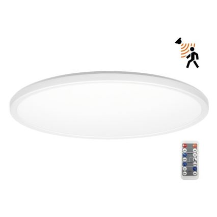LED Badrumsljus med rörelsessensor och skymningssensor NIVERA LED/32W/230V IP54 3000/4000/6000K diameter 42 cm vit + fjärrkontroll