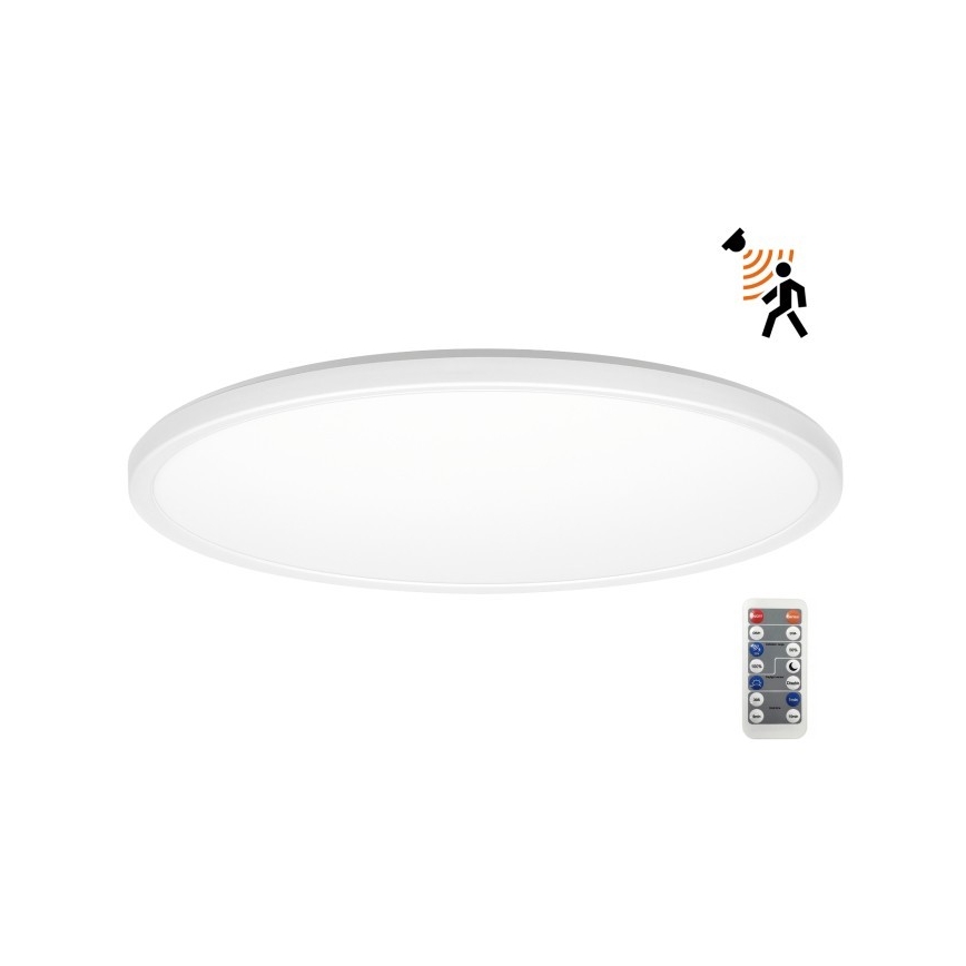 LED Badrumsljus med rörelsessensor och skymningssensor NIVERA LED/32W/230V IP54 3000/4000/6000K diameter 42 cm vit + fjärrkontroll