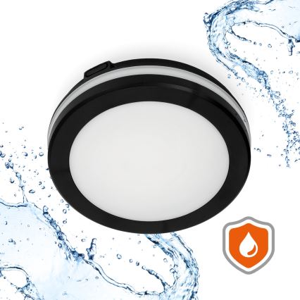 LED Badrumsplafond med sensor LED/12W/230V 3000/4000/6500K IP65 Ø 20 cm svart + fjärrkontroll