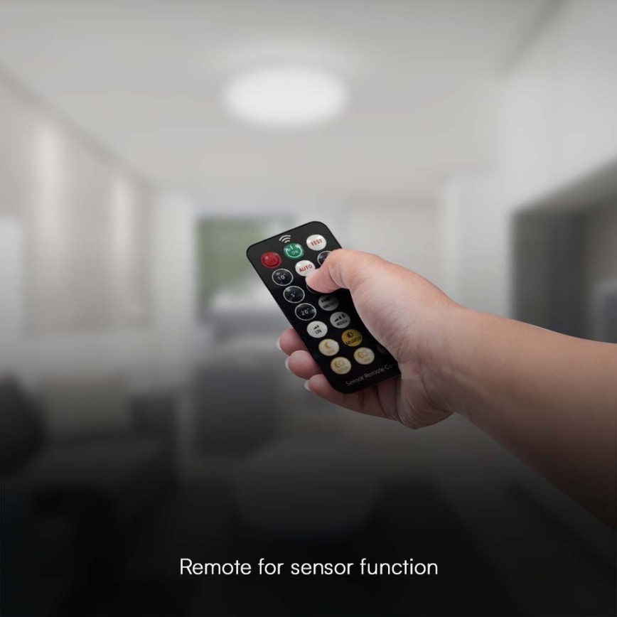 LED Badrumsplafond med sensor SAMSUNG CHIP LED/18W/230V IP44 4000K 29x29 cm vit + fjärrkontroll