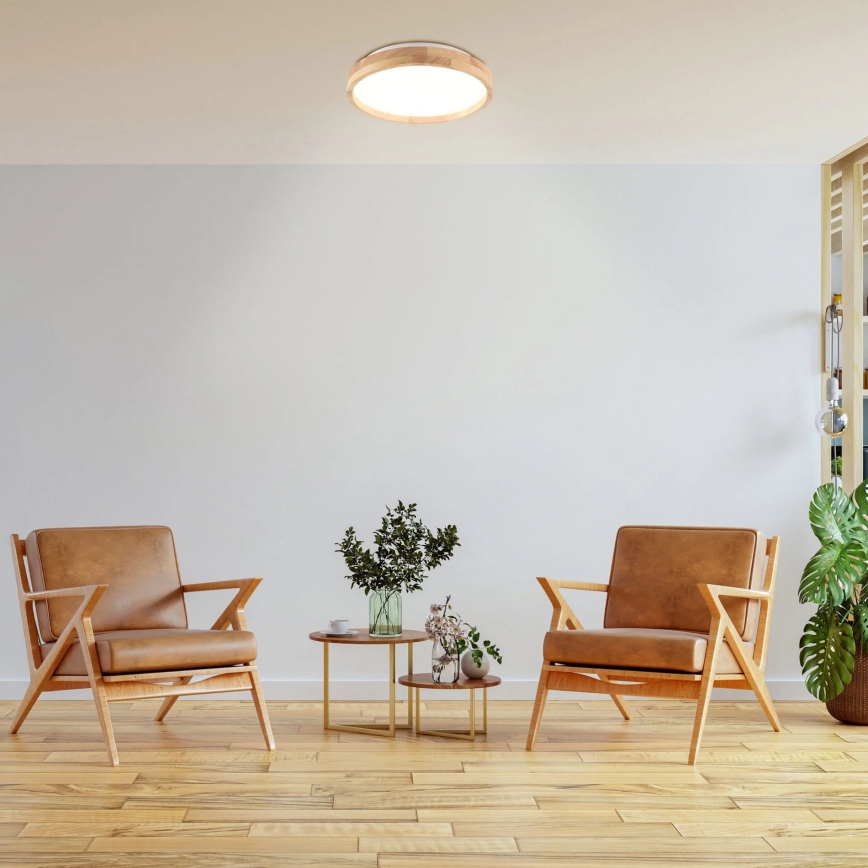 LED badrumstaklampa i trä LED/12W/230V pr. 27 cm IP44 ek
