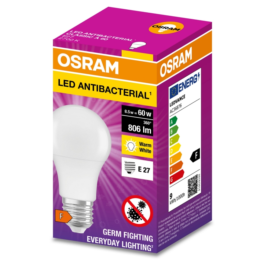 LED Bakteriedödande glödlampa  A60 E27/8,5W/230V 2700K - Osram